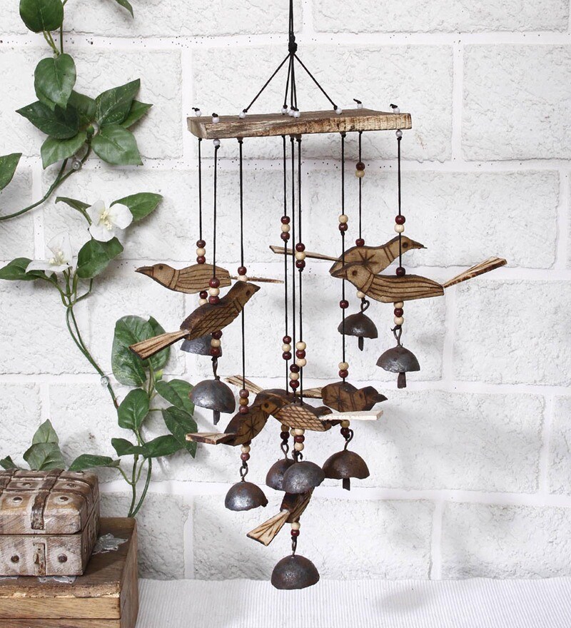 Buy Brown Bamboo Bird Chime by Unravel India Online Wind Chimes