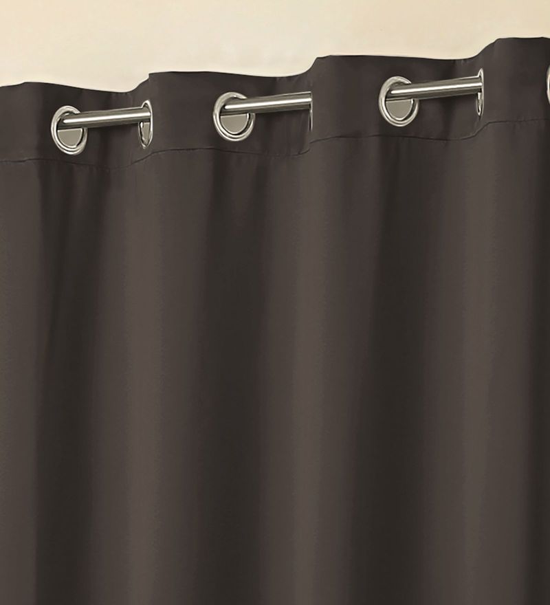 Buy Brown Polyester Solid 5ft Blackout Eyelet 2 Pcs Window Curtains by