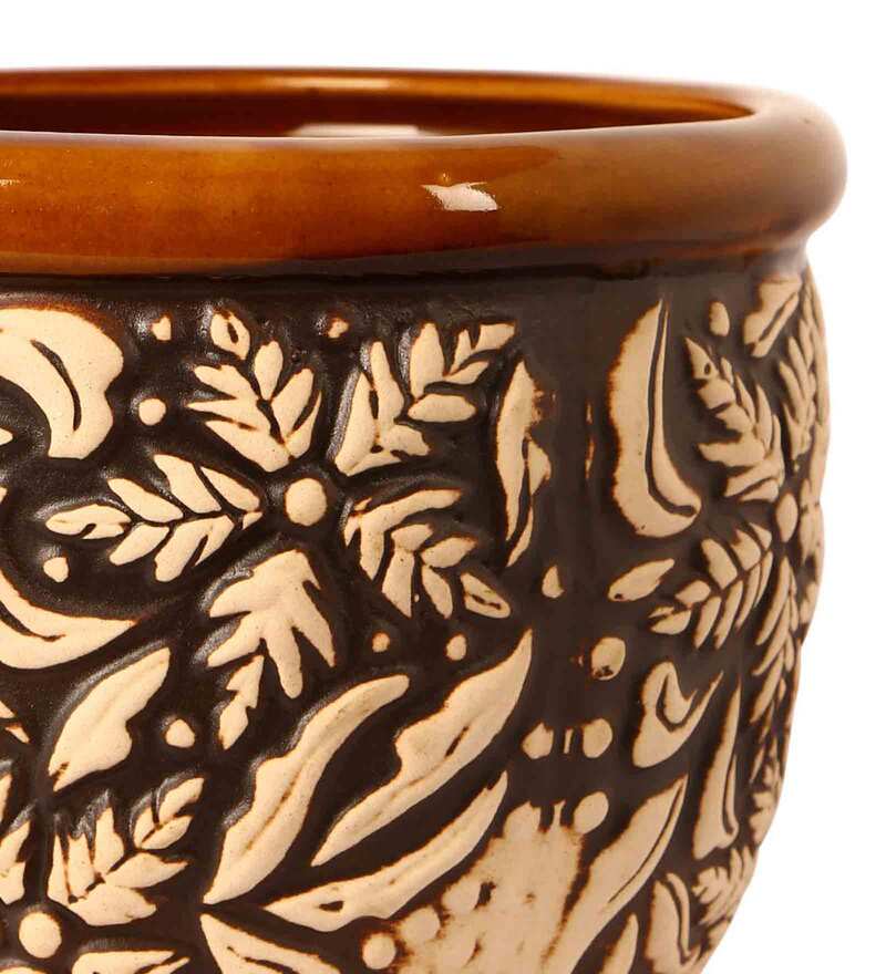 Buy Brown Ceramic Small Phool Gamla Flower Pot by Justoriginals Online ...