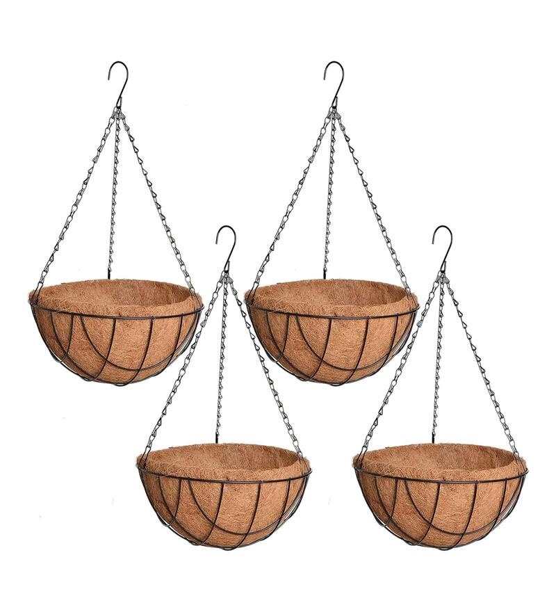 Buy Brown Coir (Pack of 4) Hanging Basket Planter By coirgarden Online ...