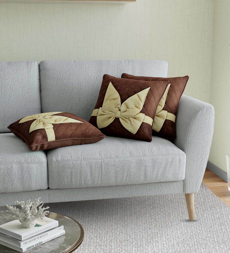 Buy Brown Decorative cushion Cotton 3D Printed Cushion Cover by JAIPUR