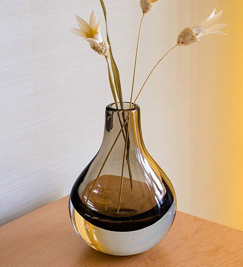 Buy Brown Hand Blown Art Solid Color Bud Glass Vase by Casamotion Online Modern and