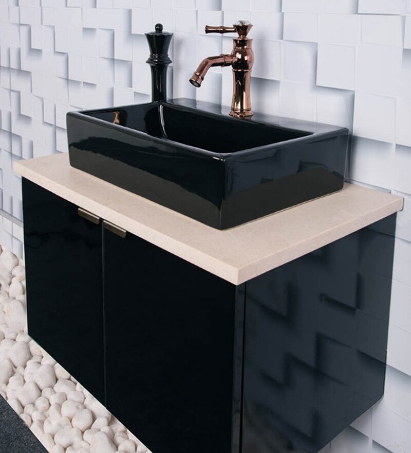 Buy Stainless Steel Bathroom Vanity In Black With Counter Top Wash 