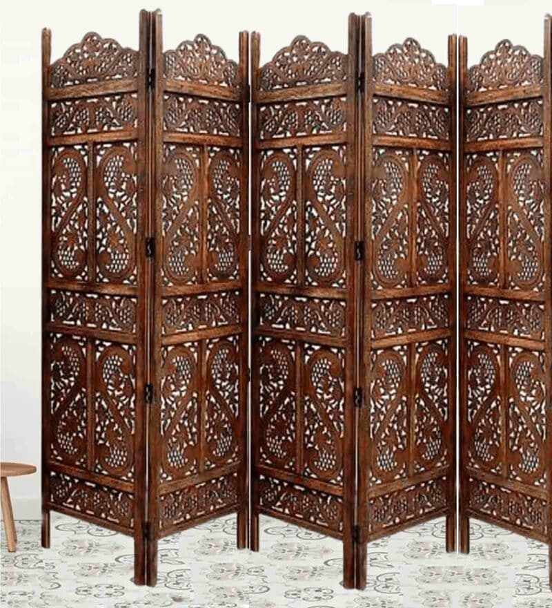 Buy Brown Mango Wood And MDF Handmade Room Dividers (Set Of 5) Online