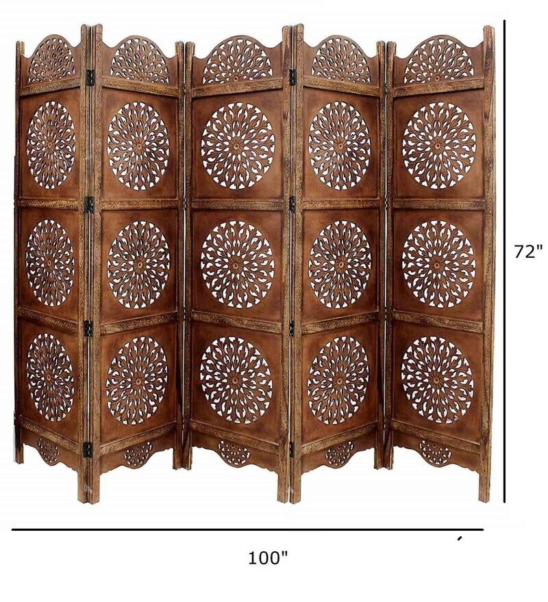 Buy Brown Mango Wood And MDF Handmade Room Dividers (Set Of 5) Online