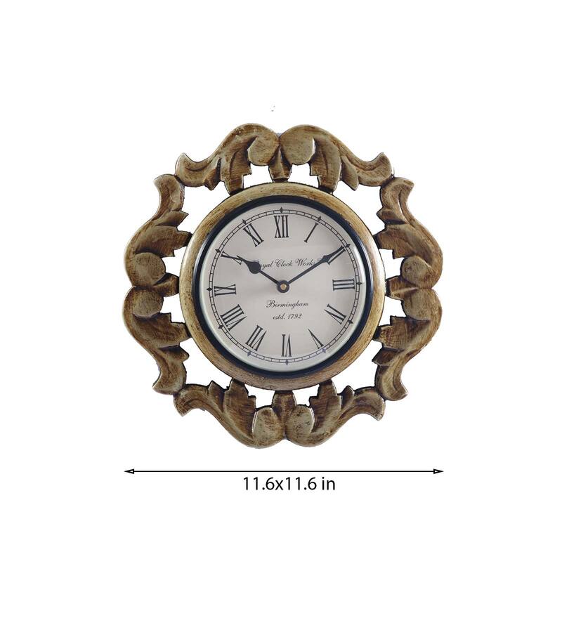 Buy Brown MDF Wall Clock by Aapno Rajasthan Online Modern Wall Clocks