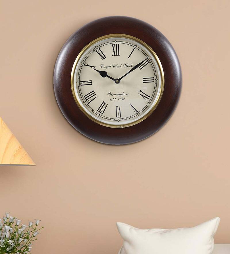 Buy Brown MDF Wall Clocks by Aapno Rajasthan Online Modern Wall