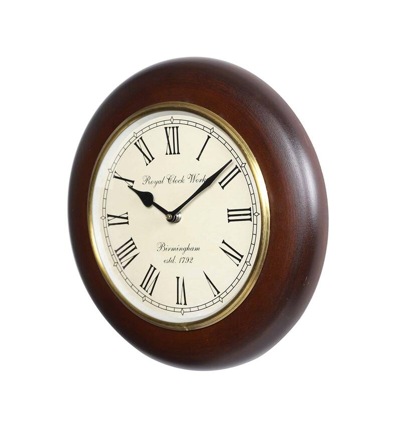 Buy Brown MDF Wall Clocks by Aapno Rajasthan Online Modern Wall
