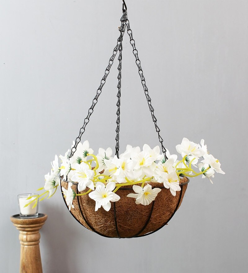 Buy Brown Metal Hanging Basket For Indoor Or Outdoor Plant by Fourwalls