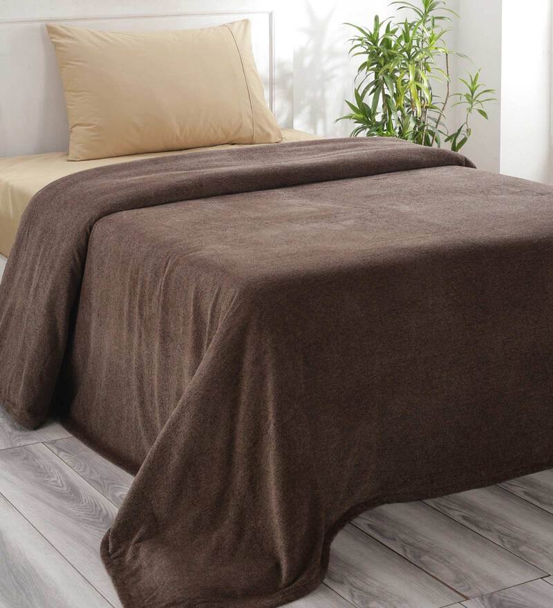 Buy Brown Patterned 110 TC Cotton Single Bed Cover by Maspar Online Patterned Bed Covers