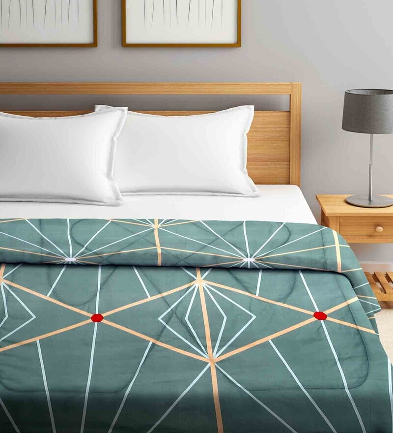 Buy Green Polyester 350 Heavy Winter Double Bed Comforter by Hosta