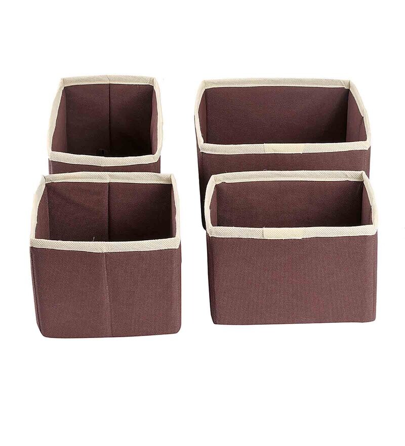 Buy Brown Polypropylene Foldable 4 Pc Drawer Organiser by My Gift Booth