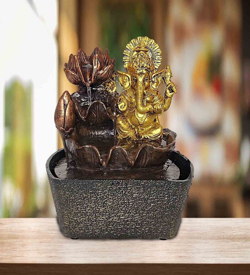 Buy Brown Resin Ganesh Indoor Water Fountain By Wonderland Online Indoor Fountains Indoor