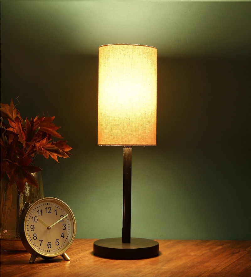 Buy Alper Brown Fabric Shade Night Lamp With Metal Base By BTR Crafts ...