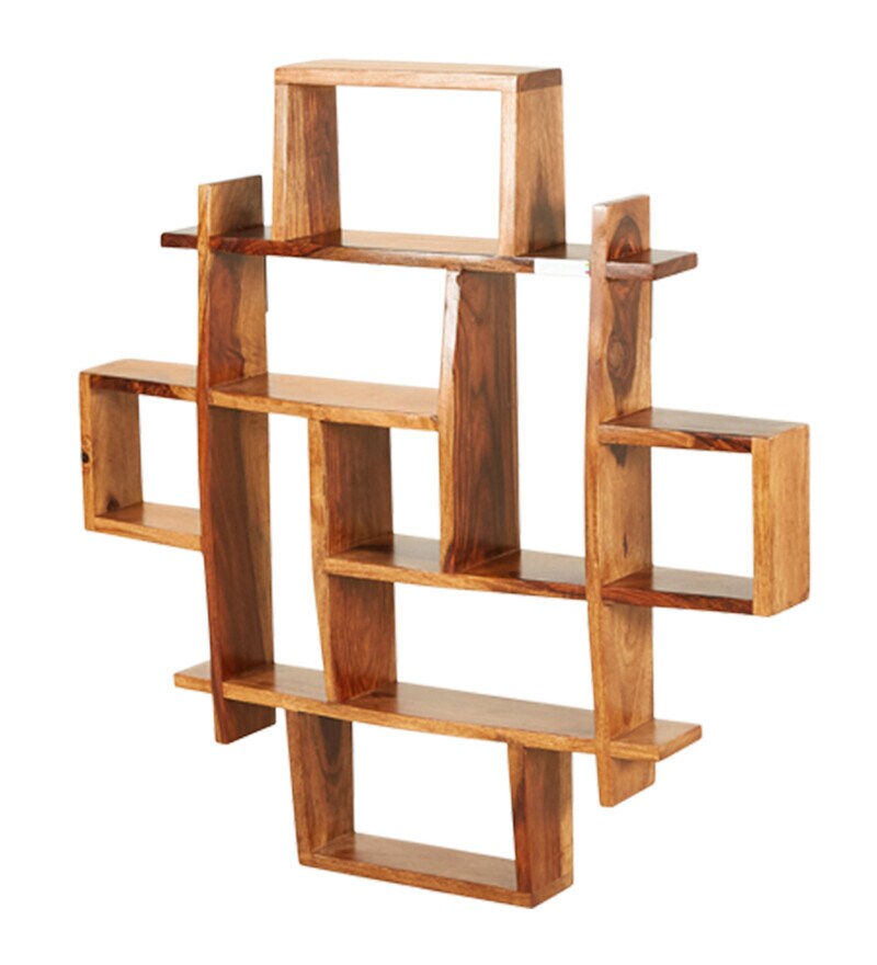 Buy Brown Sheesham Wood Antiq Walnut Finish Doboz Wall Shelf By Godrej ...