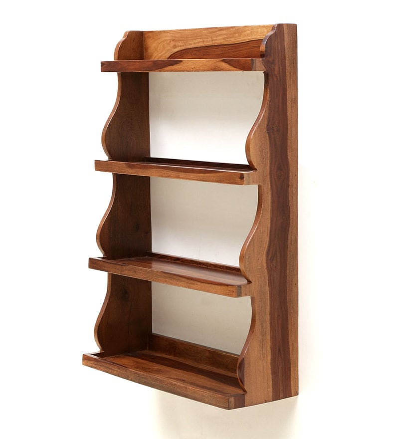Buy Sheesham Wood Book shelf in Rustic Finish by Wooden Mood Online