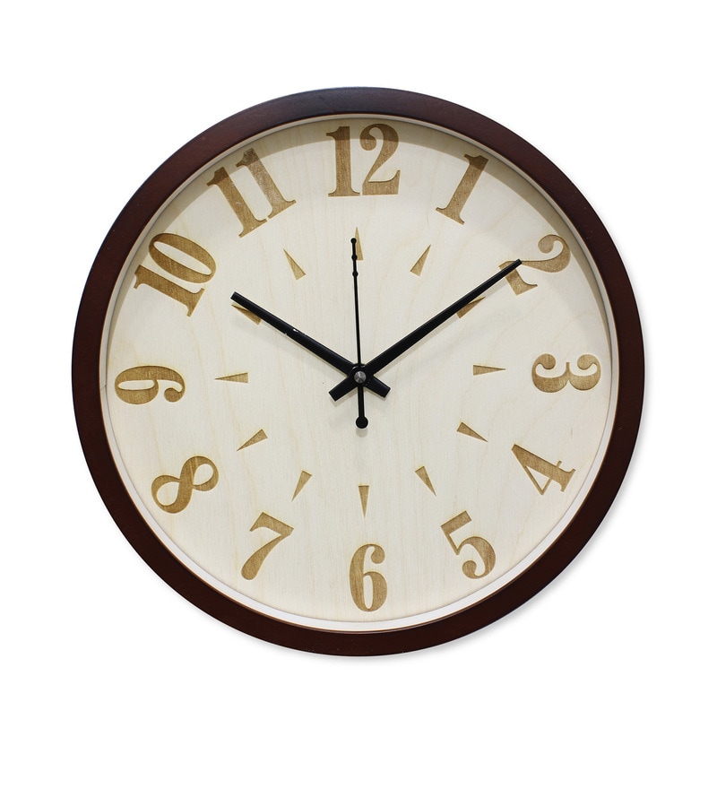 Buy Brown Solid Wood Wall Clock by Random Online Modern Wall Clocks