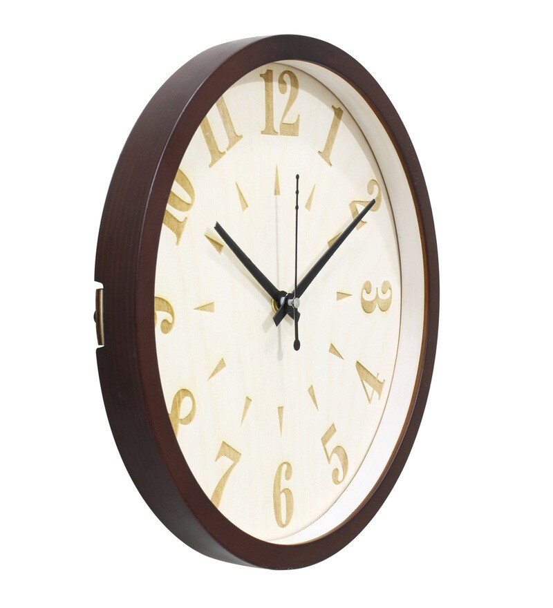 Buy Brown Solid Wood Wall Clock by Random Online Modern Wall Clocks