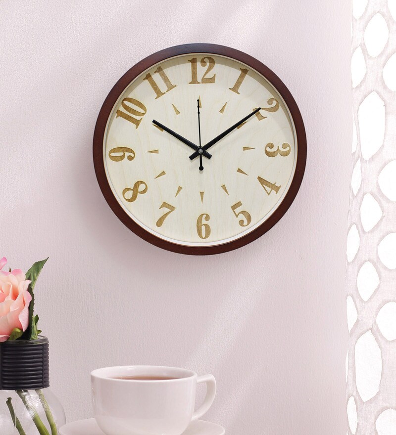 Buy Brown Solid Wood Wall Clock by Random Online Modern Wall Clocks