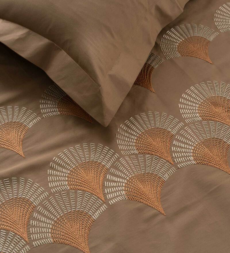 Buy Brown Traditional 210 TC 100 Cotton King Sized Bedsheet With 2