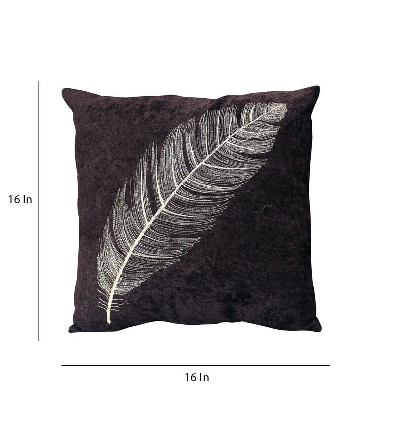 Buy Brown Velvet Nature 16x16 inches Cushion Cover (Set of 2) by