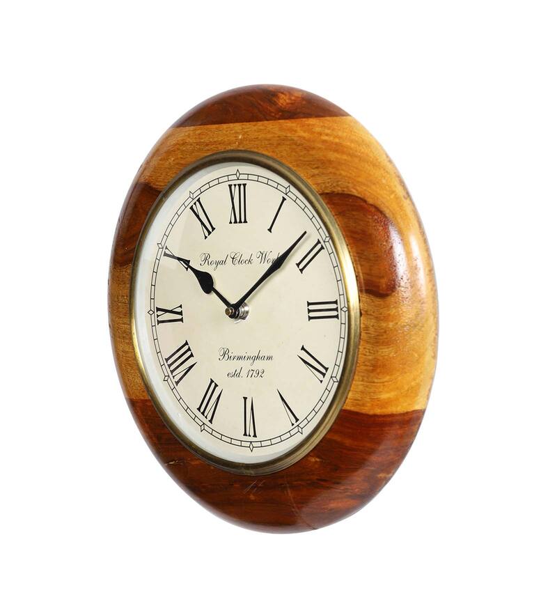 Buy Brown Wood & MDF Wall Clocks by Aapno Rajasthan Online Modern