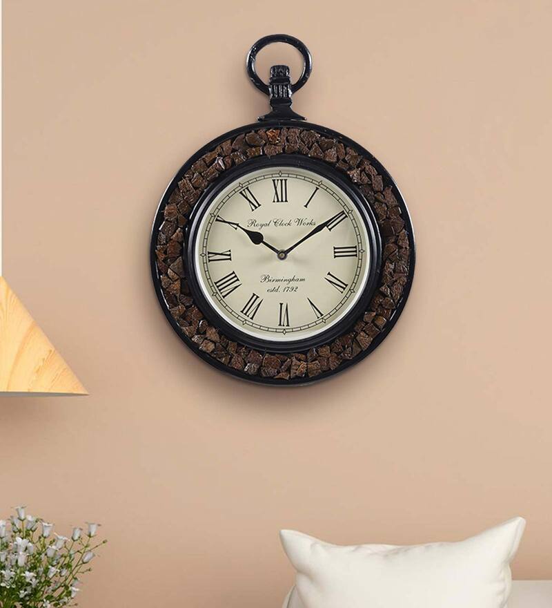 Buy Brown Wood & MDF Wall Clocks by Aapno Rajasthan Online Modern