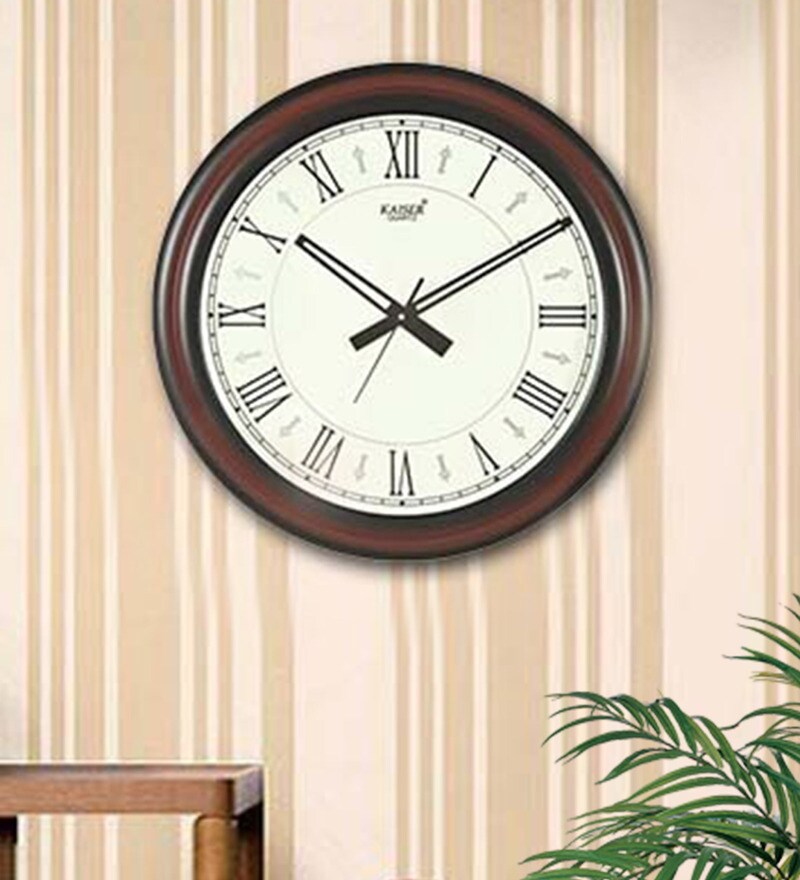 Buy Brown Wood 20 Inch Wall Clock by Kaiser Online Modern Wall Clocks