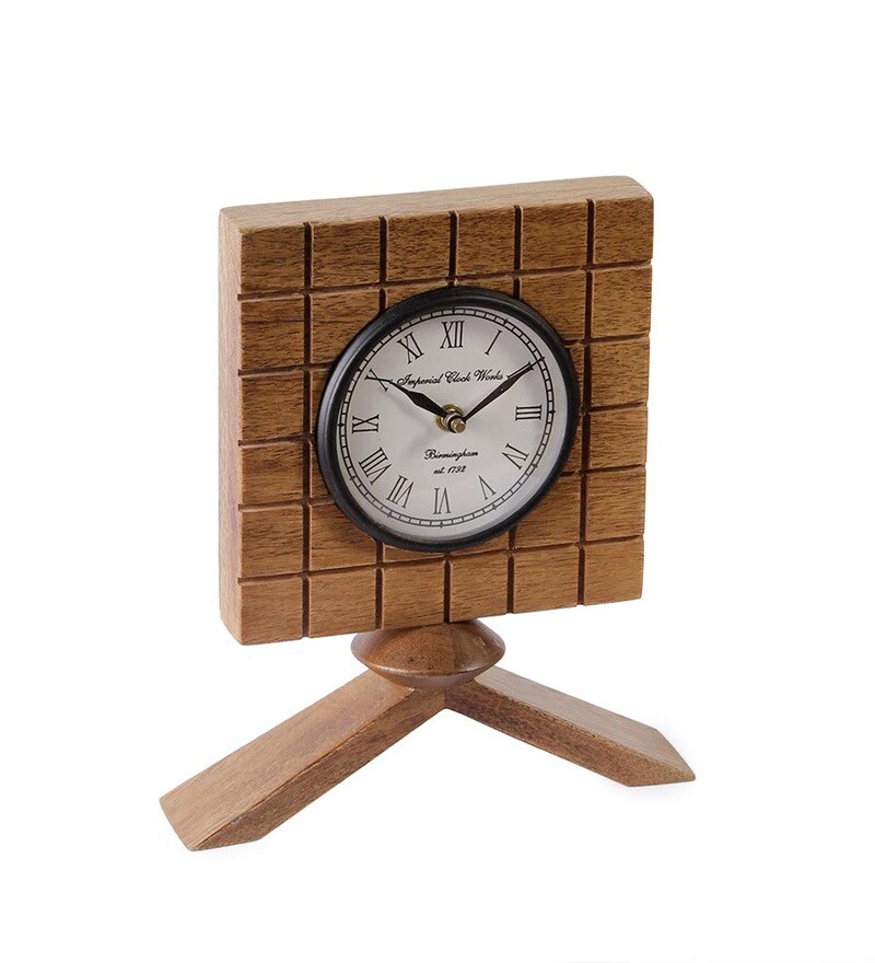 Buy Brown Wood Table Clock by Fabuliv Online Table Clocks Table