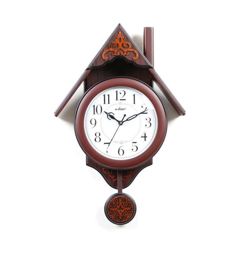 Buy Brown Wooden Abstract Shape Pendulum Clock By Kaiser Online Pendulum Clocks Clocks