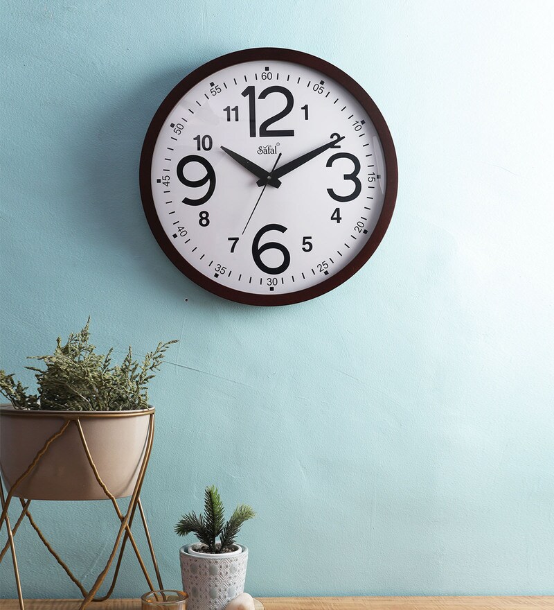 Buy Brown Wooden Bold And Beautiful Silent Sweep Mechanism Wall Clock