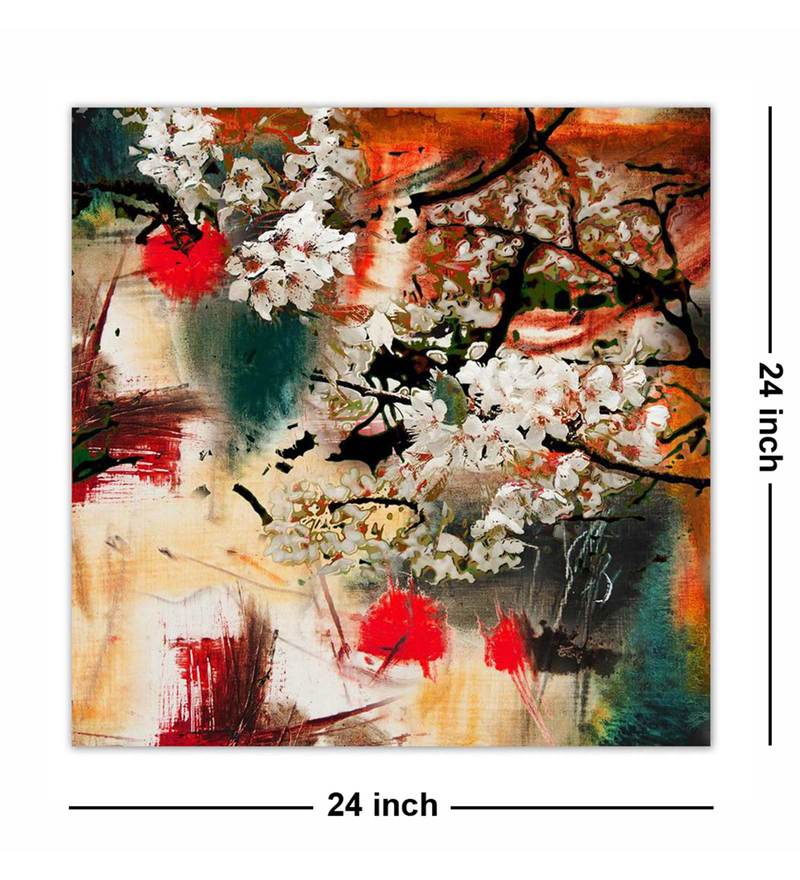 Buy Brown Wooden Framed Printed Spring Motif Abstract Canvas Art Print by 999Store Online