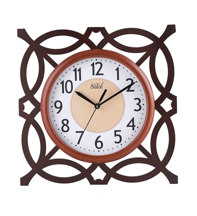 Buy Brown Wooden Silent Sweep Mechanism Wall Clock By Safal Quartz