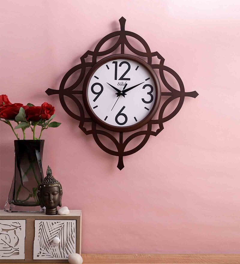 Buy Brown Wooden Silent Sweep Mechanism Wall Clock By Safal Quartz