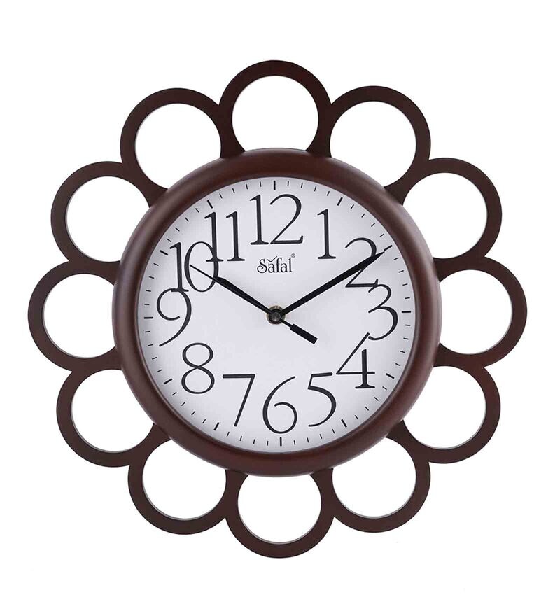Buy Brown Wooden Silent Sweep Mechanism Wall Clock By Safal Quartz