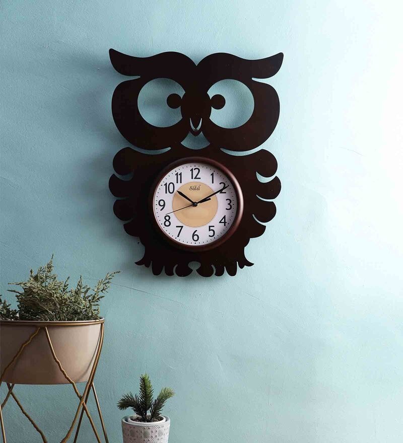 Buy Brown Wooden Silent Sweep Mechanism Wall Clock By Safal Quartz ...