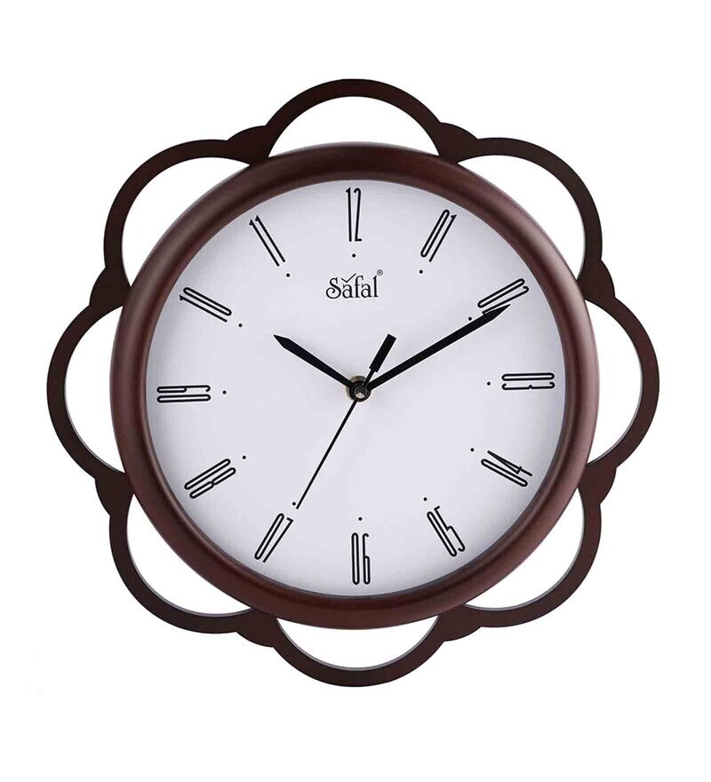 Buy Brown Wooden Sleek Silent Sweep Mechanism Wall Clock By Safal Quartz Online Modern Wall