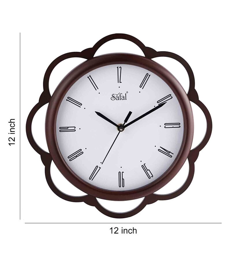 Buy Brown Wooden Sleek Silent Sweep Mechanism Wall Clock By Safal