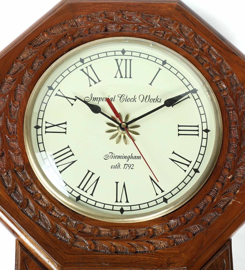 Buy Brown Wooden Vintage Pendulum Wall Clock By Zahab Online Pendulum