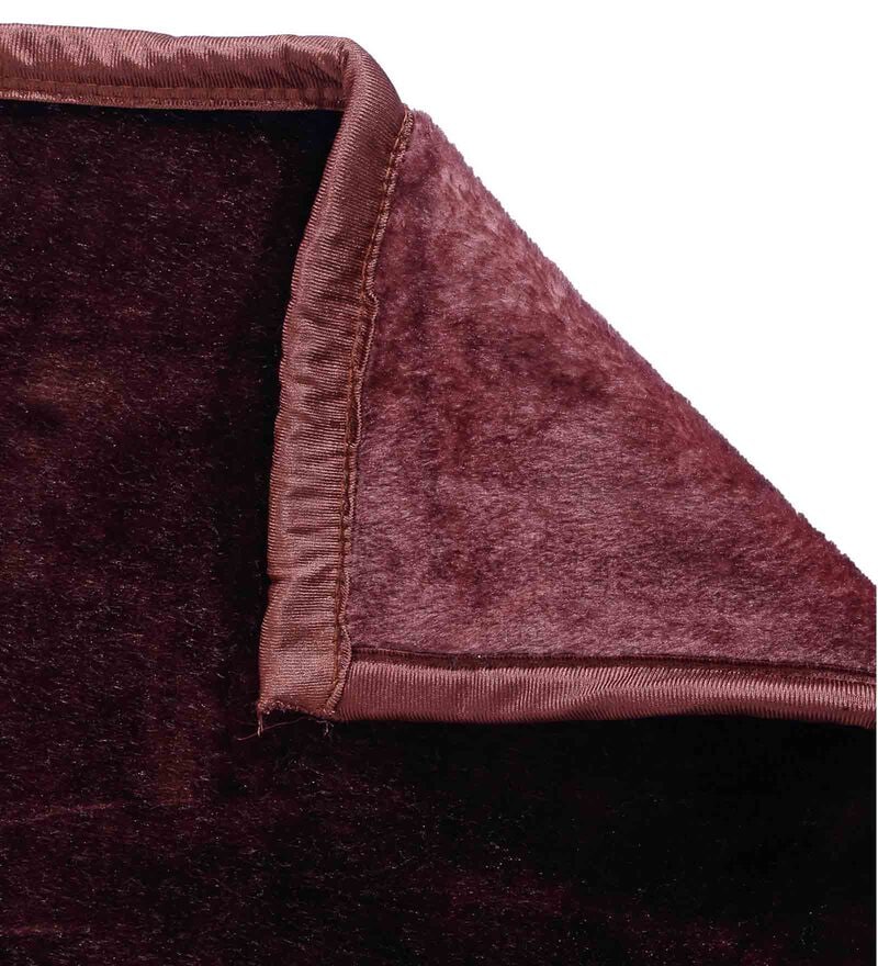 Buy Brown Abstract Wool 600 GSM Double Bed Blanket by Klotthe Online