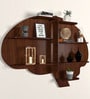 Brain Shape Backlit Designer Wooden Wall Shelf