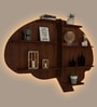 Brain Shape Backlit Designer Wooden Wall Shelf