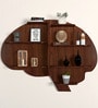 Brain Shape Backlit Designer Wooden Wall Shelf