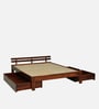Brakel Sheesham Wood Queen Size Bed In Honey Oak  Finish With Drawer Storage