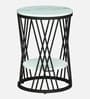Branco White Porcelain Top End Table With Black Finish