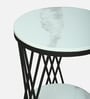Branco White Porcelain Top End Table With Black Finish