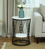 Branco White Porcelain Top End Table With Black Finish