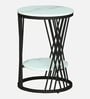 Branco White Porcelain Top End Table With Black Finish