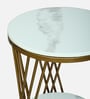 Branco White Porcelain Top End Table With Gold Finish