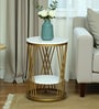 Branco White Porcelain Top End Table With Gold Finish